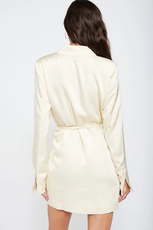 Wrapped Blazer Mini Dress with Drawstring