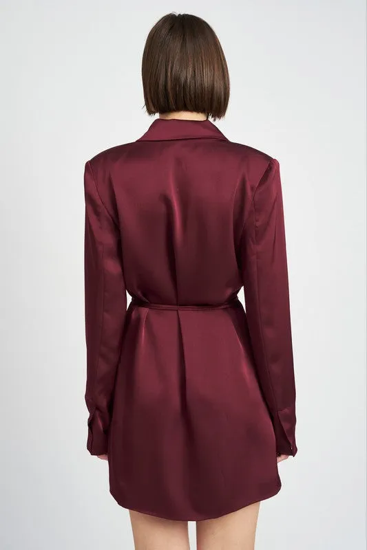 Wrapped Blazer Mini Dress with Drawstring