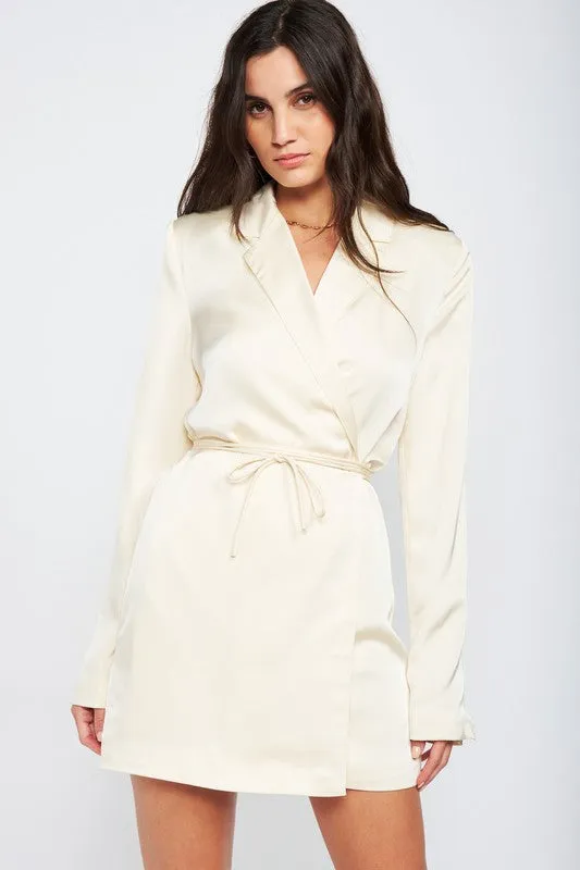 Wrapped Blazer Mini Dress with Drawstring