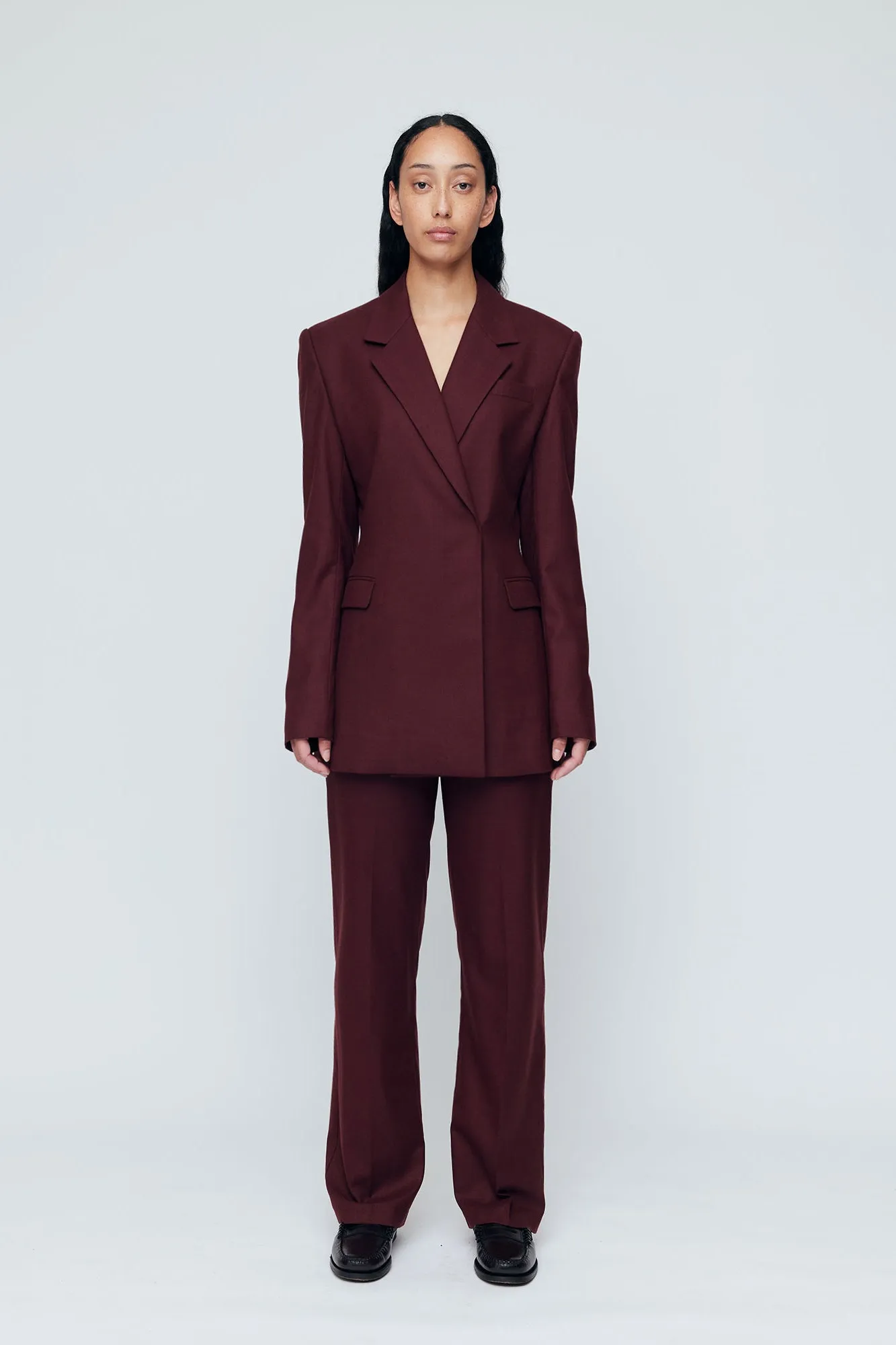 Wynn Hamlyn Sam Double Breasted Blazer // Maroon