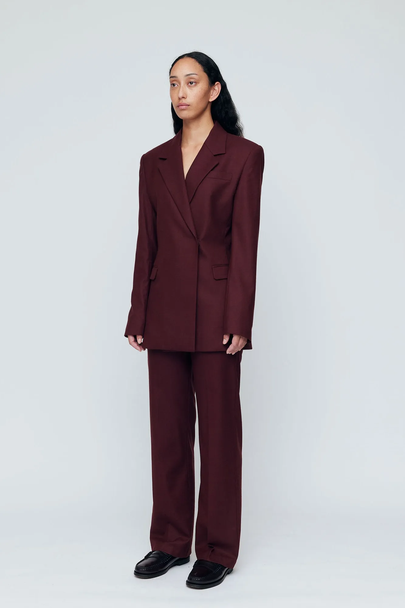Wynn Hamlyn Sam Double Breasted Blazer // Maroon