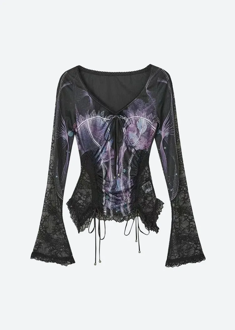 Y2K Fairy Ruffled Sheer Top