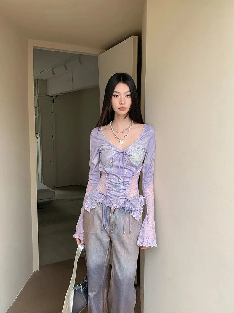 Y2K Fairy Ruffled Sheer Top