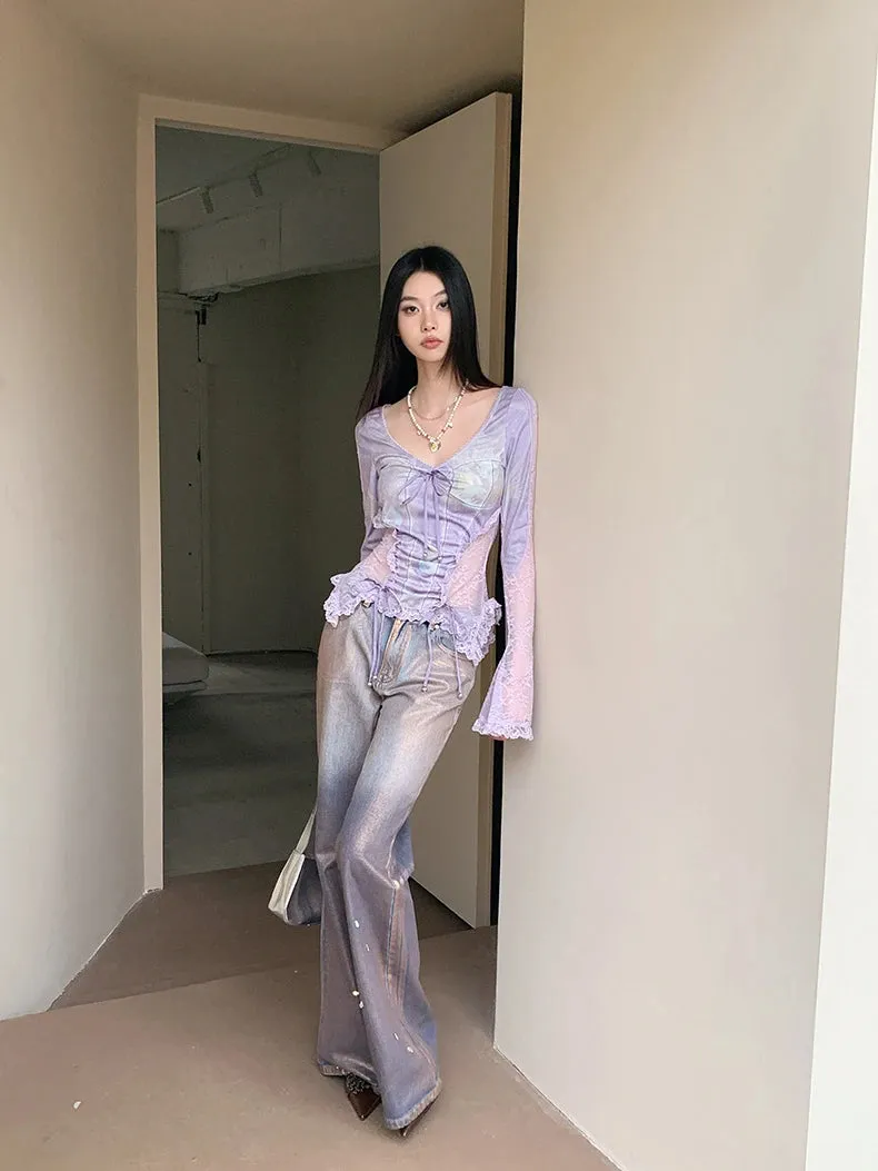 Y2K Fairy Ruffled Sheer Top