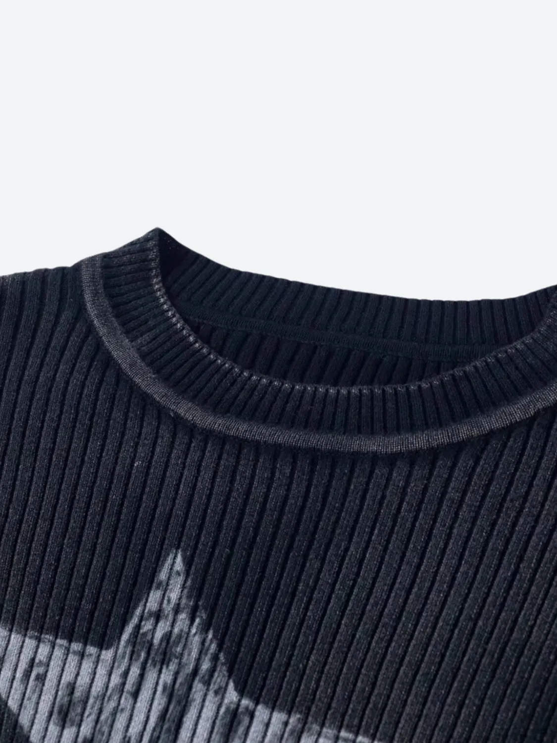 Y2K Grunge Star Ribbed Top