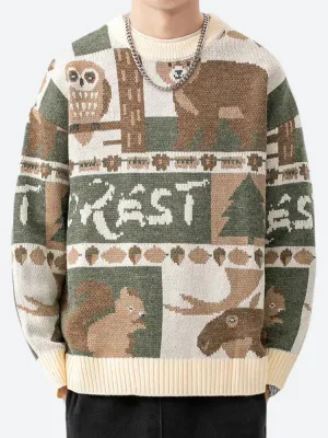 Y2K Vintage Forest Animals Sweater