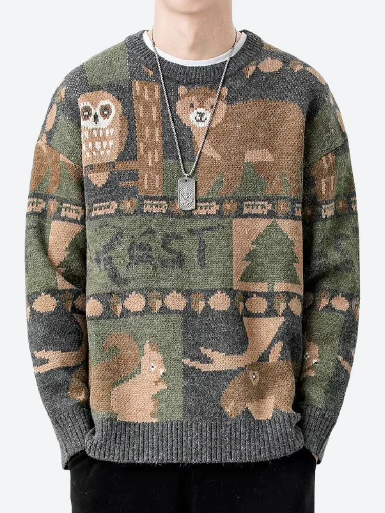 Y2K Vintage Forest Animals Sweater