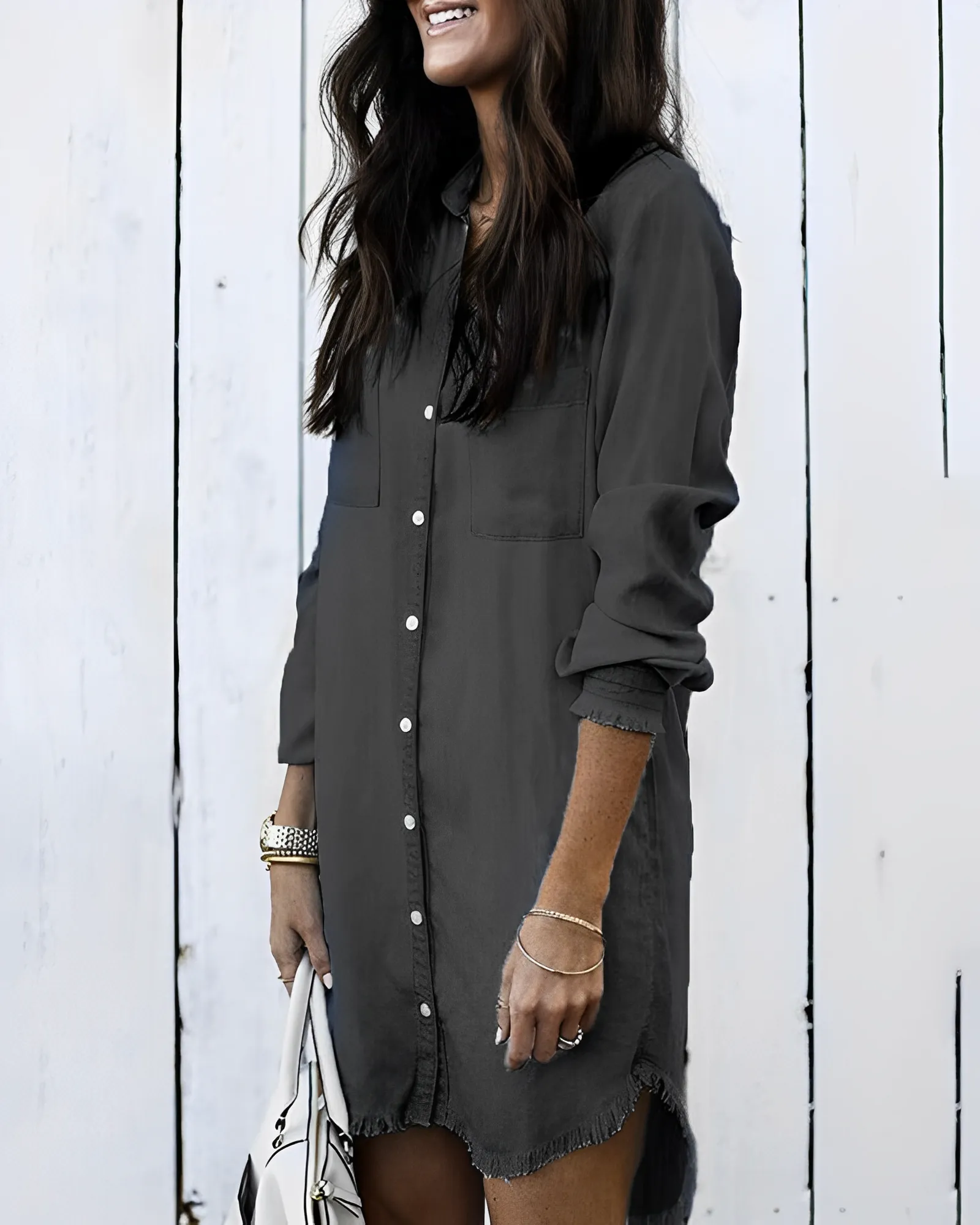 Yasmina® | Button-Down Denim Shirt