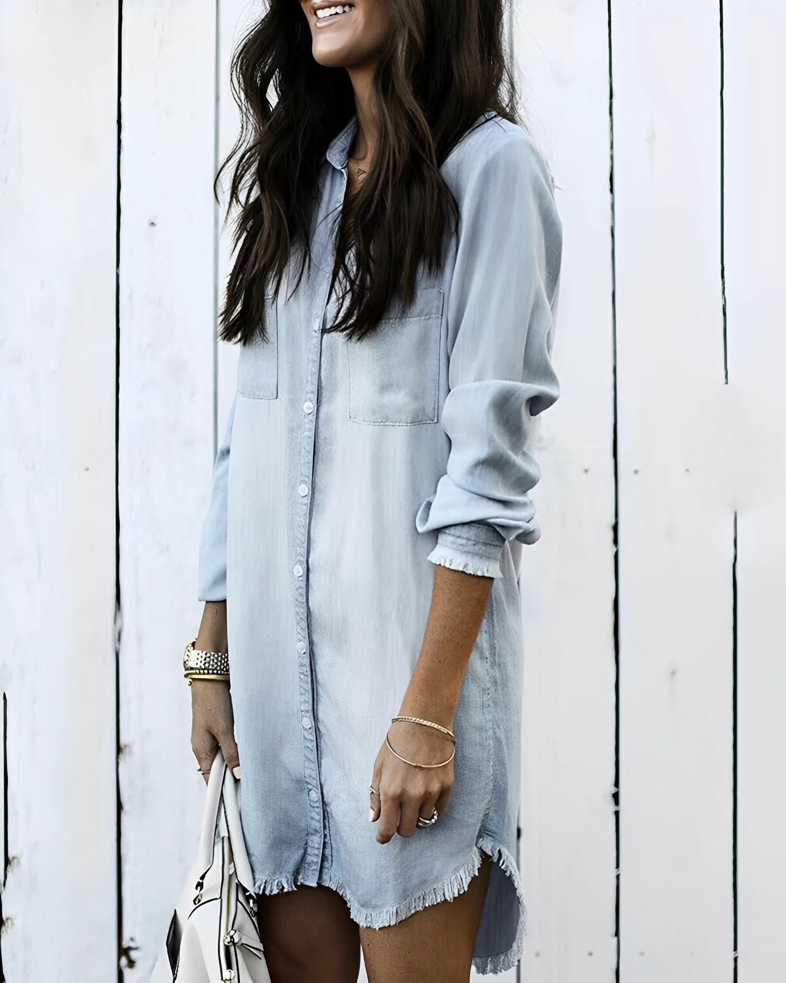 Yasmina® | Button-Down Denim Shirt