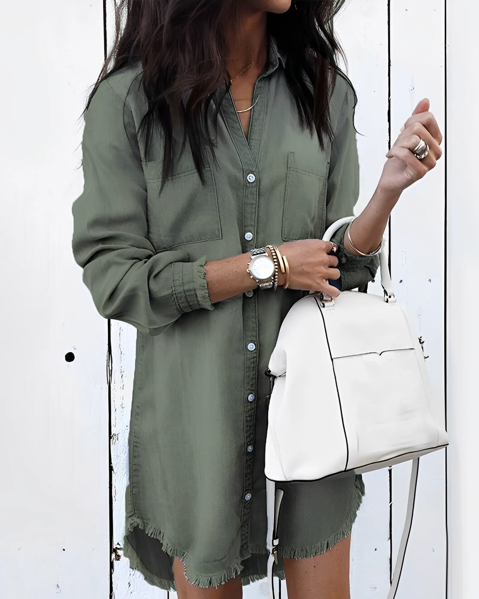 Yasmina® | Button-Down Denim Shirt