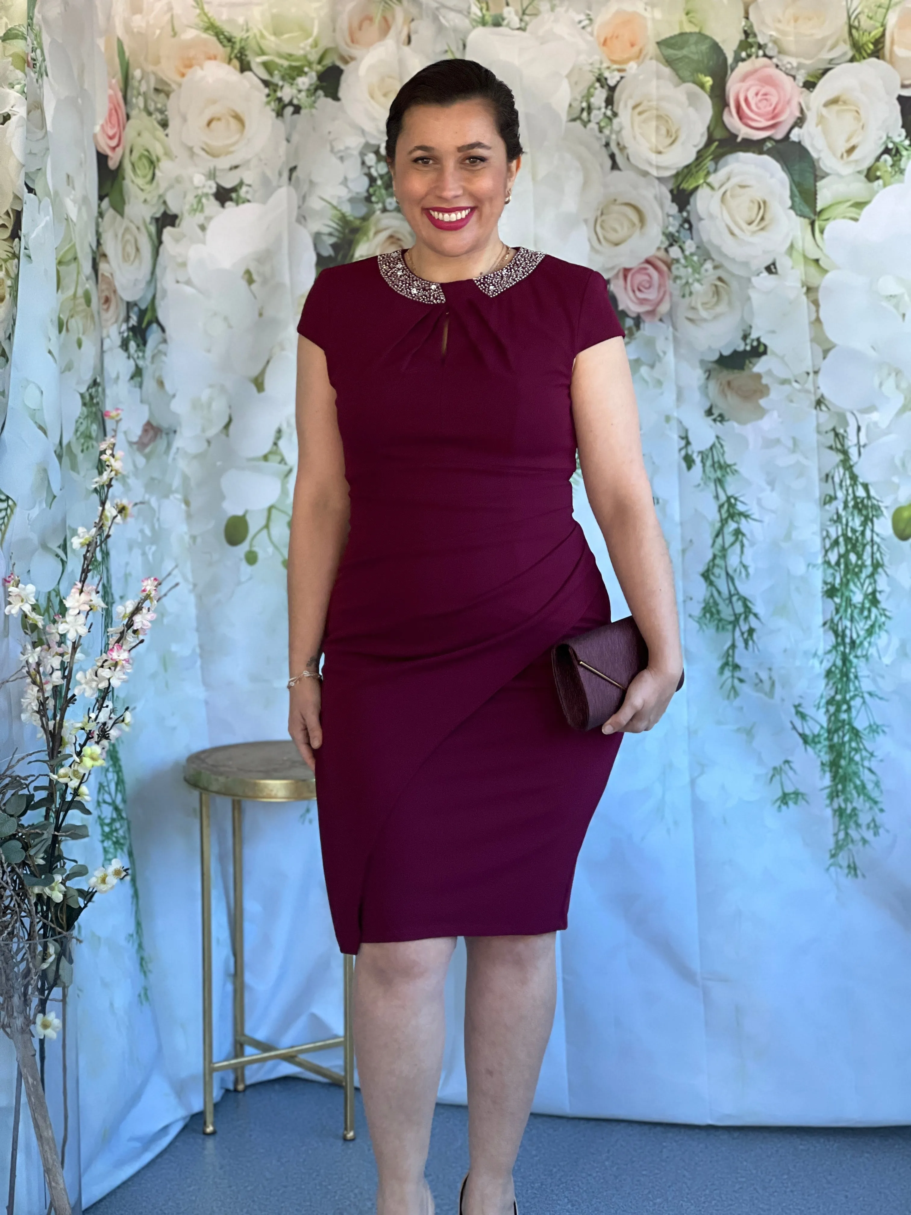 Yoko Burgundy Event Dress