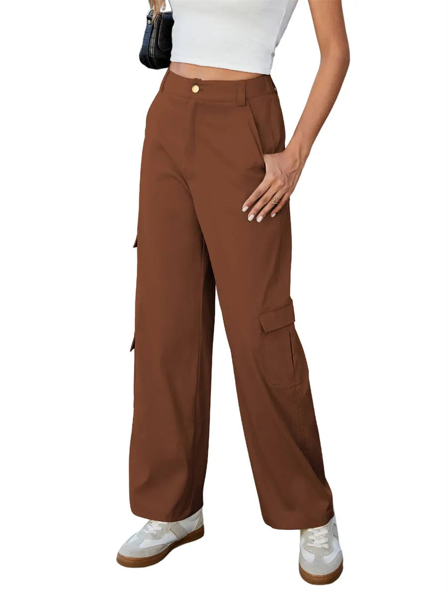 ZAFUL Womens Cargo Pants 2025 High Waisted Wide Leg Casual Pants Comfy Y2K Streetwear Work Trousers