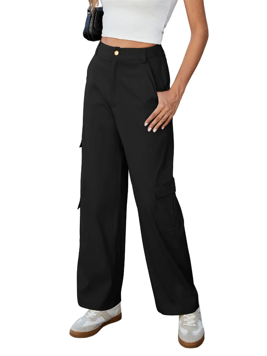 ZAFUL Womens Cargo Pants 2025 High Waisted Wide Leg Casual Pants Comfy Y2K Streetwear Work Trousers