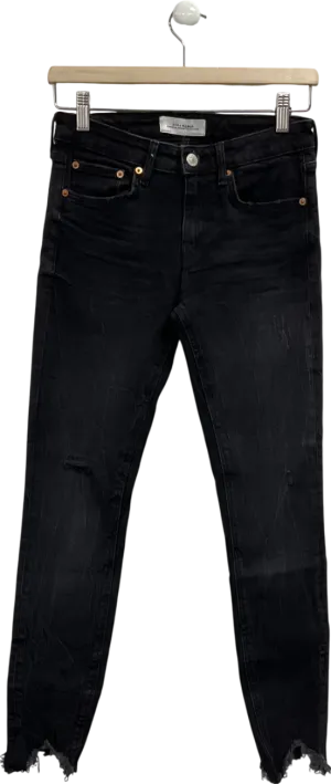 ZARA Black High Waisted Jeans With Frayed He, W36