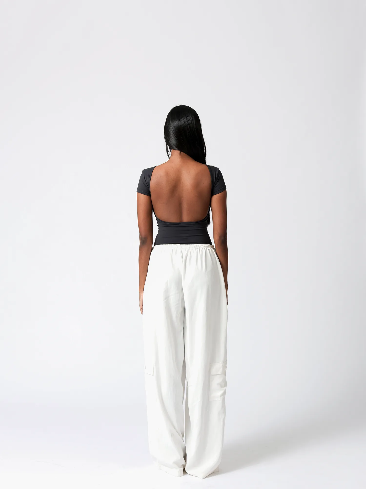 Zara High Neck Back Cutout Top